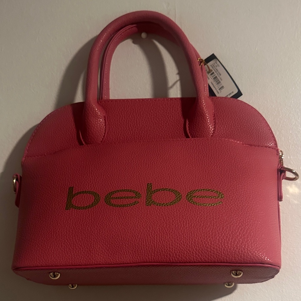 Bebe Pink Satchel with Gold Logo